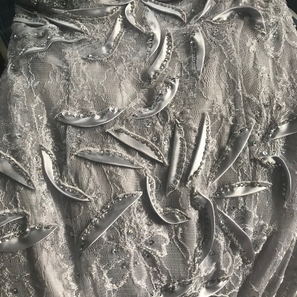 Silver Prom Dress w/ crystal detailing size 0-2 - Picture 6 of 8